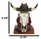 Western Cowboy Horned Cow Skull with Hat and Bandana Scarf Desktop Figurine