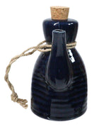 Set Of 6 Blue Japanese Calligraphy Shoyu Tenmoku Porcelain Soy Sauce Flask 7oz