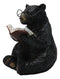 Rustic Forest Western Bookworm Black Bear with Glasses Reading Book Figurine