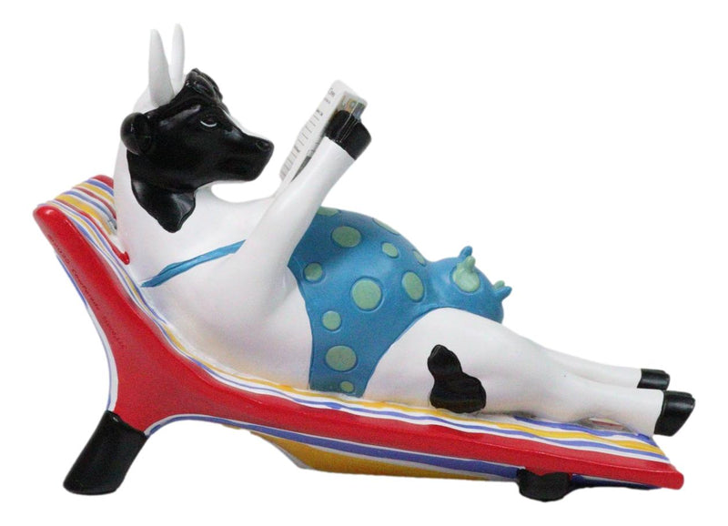 Cow Parade Ocean Beach Getaway Sunbather Cow Reading Book Collector's Figurine
