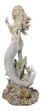 Large 15"H Vintage Sea Queen Ariel Mermaid Holding Starfish By Coral Reef Statue