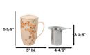 Momiji Maple Leaves 15oz Porcelain Tea Mug With Lid Stainless Steel Infuser