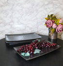 Pack Of 3 Black Tetsu Kesho Porcelain Long Rectangular Serving Platter 15"X8.5