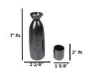 Black Iron Clay Tetsu Kesho Porcelain Sake Carafe Flask 9oz & 4 Ochoko Cups Set