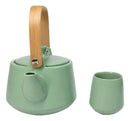 Matte Pastel Green Porcelain 22oz Teapot And 2 Tea Cups With Bamboo Tray Set