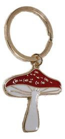 Set of 2 Lucky Toadstool Mushroom Metal Fortune Talisman Keyrings Keychains