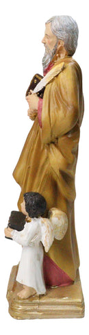 Christian Apostle of Jesus Saint Matthew Evangelist With Angel Figurine 8"H