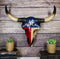 Southwest Longhorn Cow Steer Skull With Texas Lone Star State Flag Plaque