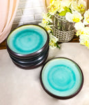 Pack Of 6 Green Midori Kannyu Blue Sky Porcelain Wavy Round Deep Plates 9"D