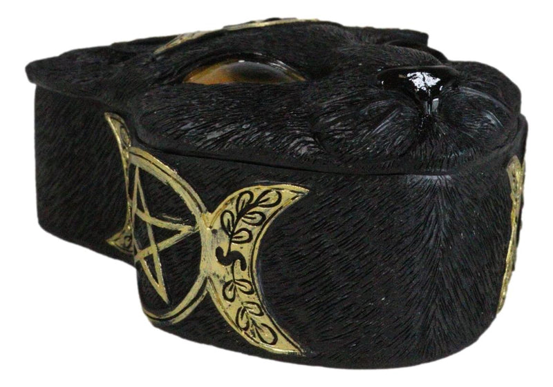 Wicca Magic Black Cat With Triple Moon Goddess Symbol Decorative Jewelry Box