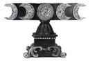 Wicca Triple Moon Pentagram On Scroll Pedestal Base Penta Taper Candles Holder