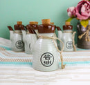 Shoyu Calligraphy White Tenmoku Porcelain Soy Sauce Dispenser Flask 7oz Set Of 6