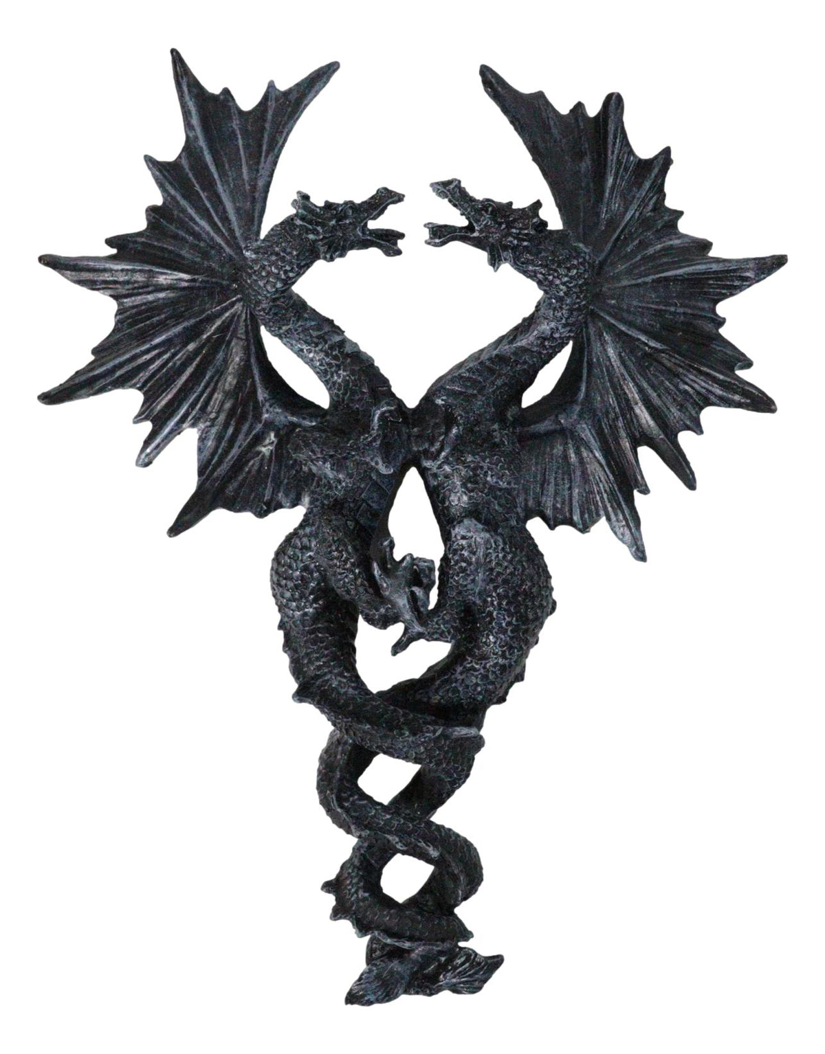 Gothic Fantasy Double Dragon Wall Decor Plaque With Medieval Sword 14" Tall