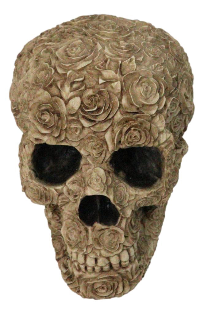 Ebros Gift Gothic Rose Skull Figurine Decorative Resin Skeleton Sculpture