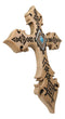 Southwestern Rustic Aztec Vectors Turquoise Diamond Cream Wall Cross Figurine