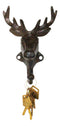 Pack Of 2 Cast Iron Rustic Elk Deer Head With Antlers Wall Coat Hook Sculptures