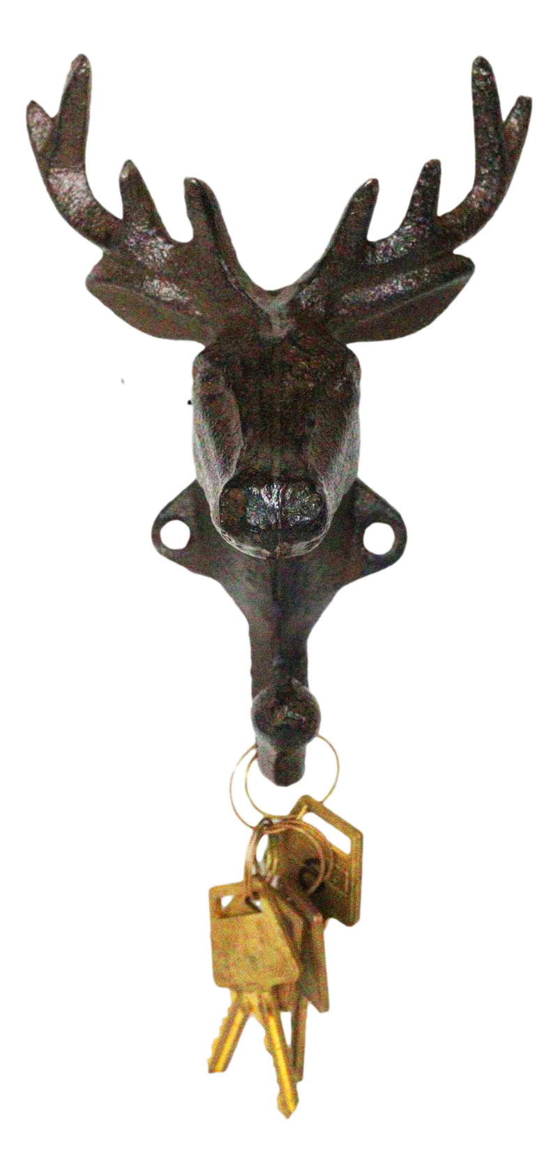 Pack Of 2 Cast Iron Rustic Elk Deer Head With Antlers Wall Coat Hook Sculptures