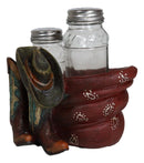 Western Cowboy Faux Leather Boots With Hat And Scarf Salt Pepper Shakers Set