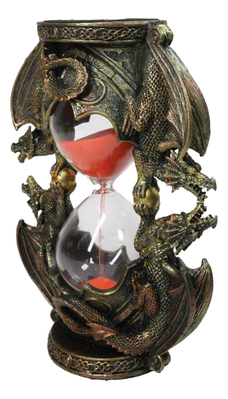 Ebros Gift Hour of the Dragon 4 Crypt Dragons Sand Timer Red Sand, Faux Bronze