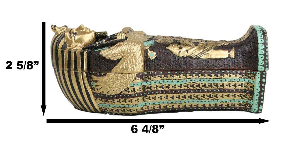 Egyptian King Tutankhamun Pharaoh Sarcophagus Coffin With Mummy Figurine Set