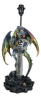 Golden Green Dragon Holding Excalibur Sword With Crystal At Graveyard Table Lamp