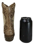 Western Wild Horse with Floral Scrollwork Faux Wood Cowboy Boot Vase Holder