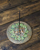 Green Man Tree Spirit Round Medallion Celtic Knot Incense Burner Ash Catcher