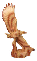 Faux Wood Soaring Eagle Figurine With Outstretched Wings American Eagle Accent