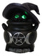 Witch Hat Feline Black Cat Hiding in Triple Moon Cauldron With LED Eyes Figurine