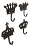 Pack Of 4 Cast Iron Medieval Royalty King and Queen Crowns Wall Coat Hooks
