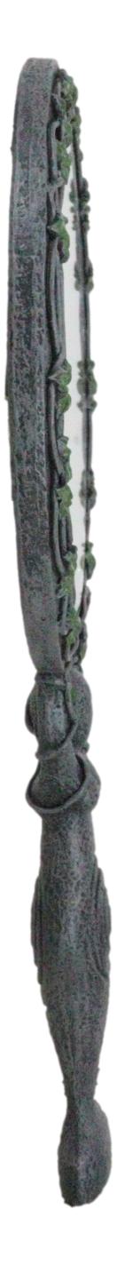 Wicca Triple Moon Spiral Goddess with Magical Ivy Leaves Sculptural Hand Mirror