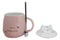 Whimsical Pastel Pink Feline Kitty Cat Cup Mug With Lid And Stirring Spoon