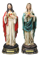 Catholic Sacred Heart of Mary and Jesus Christ Statue Set of 2 With Name Base