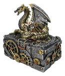 Steampunk Dragon Trinket Box Faux Gears & Pipes Clockwork Mechanical Sculpture
