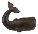 Set Of 2 Rustic Cast Iron Sperm Whale Cachalot Decorative Paperweight Figurines