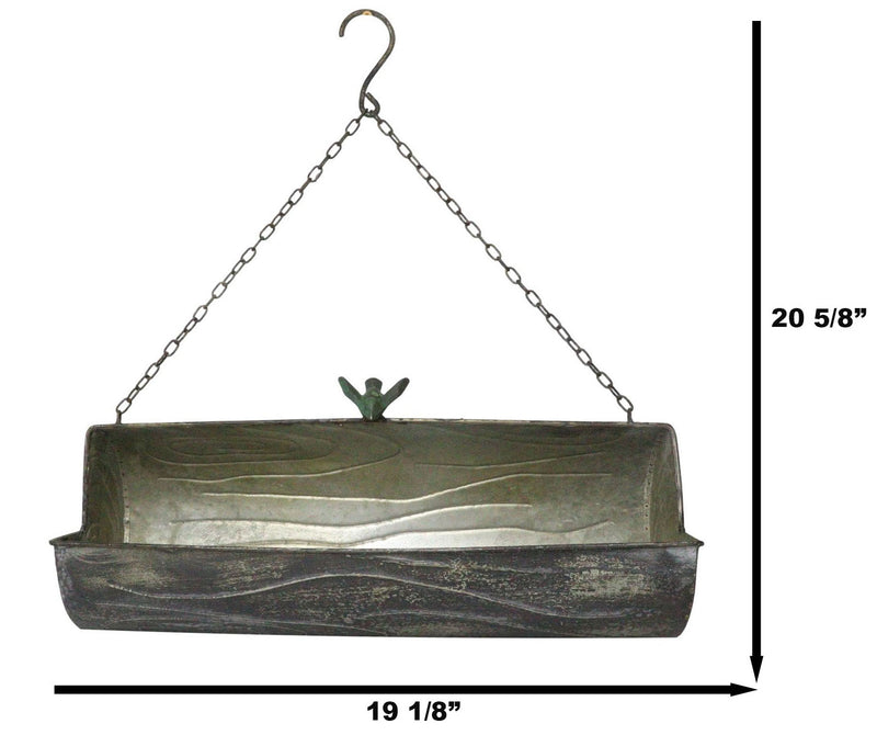 Rustic Farmhouse Distressed Metal Tree Log Hanging Wall Planter 19"L With Chain