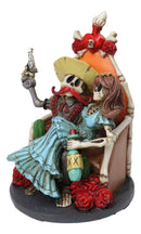 Day of The Dead Hasta La Muerte Pablo Skeleton Couple Red Roses Throne Figurine