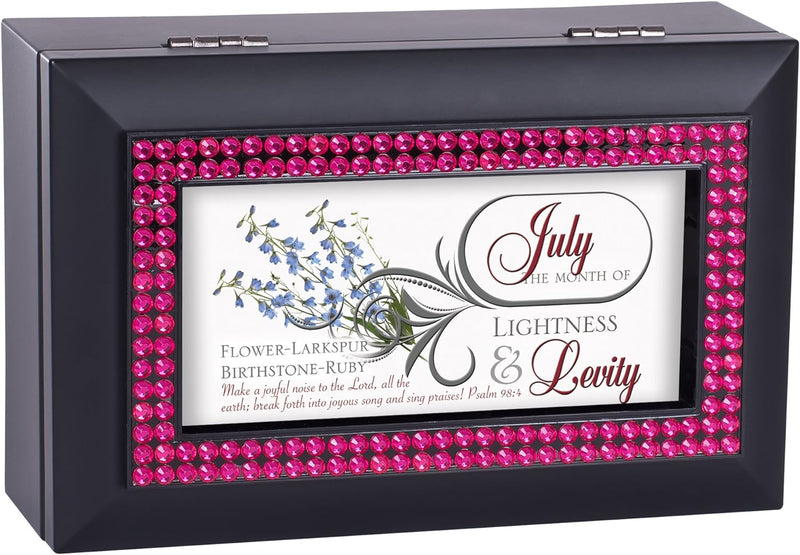 July Month Ruby Birthstone Lightness And Levity Black Musical Trinket Box