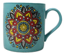 Blue Vishuddha Throat Chakra Zen Flower Of Life Mandala Circle Ceramic Mug Cup