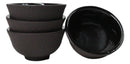 Brown Textured Surface Japanese Tetsubin Style Cast Iron Mini Tea Cups Set of 4