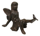 Cast Iron Sitting Whimsical Fairy With Bird On Her Feet Small Sculpture 5.75"L