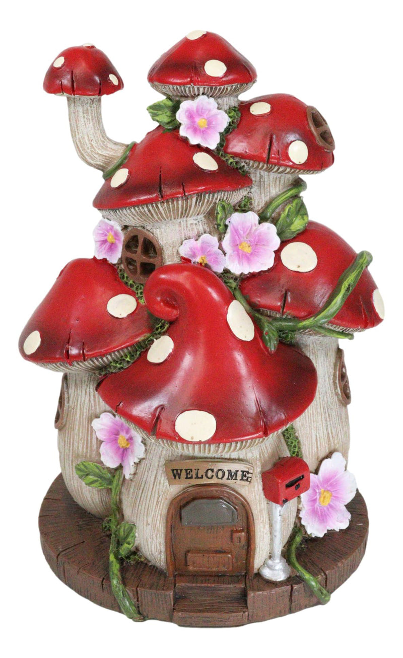 LED Light Up Enchanted Fairy Garden Toadstool Mushrooms Cottage House Figurine
