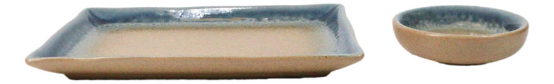 Ao Nagashi Porcelain Sushi Plates Sauce Dishes Chopsticks Dinnerware Set For 2