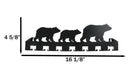 Rustic Western Black Bear Family Multi Pegs Metal Wall Key Hooks Decor Plaque