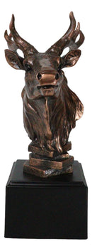 Rustic Wild Forest Woodland Wapiti Elk Deer Bust Trophy Figurine With Base Stand