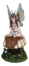 Whimsical Enchanted Garden Butterfly Fairy Sitting On Wild Mushroom Figurine