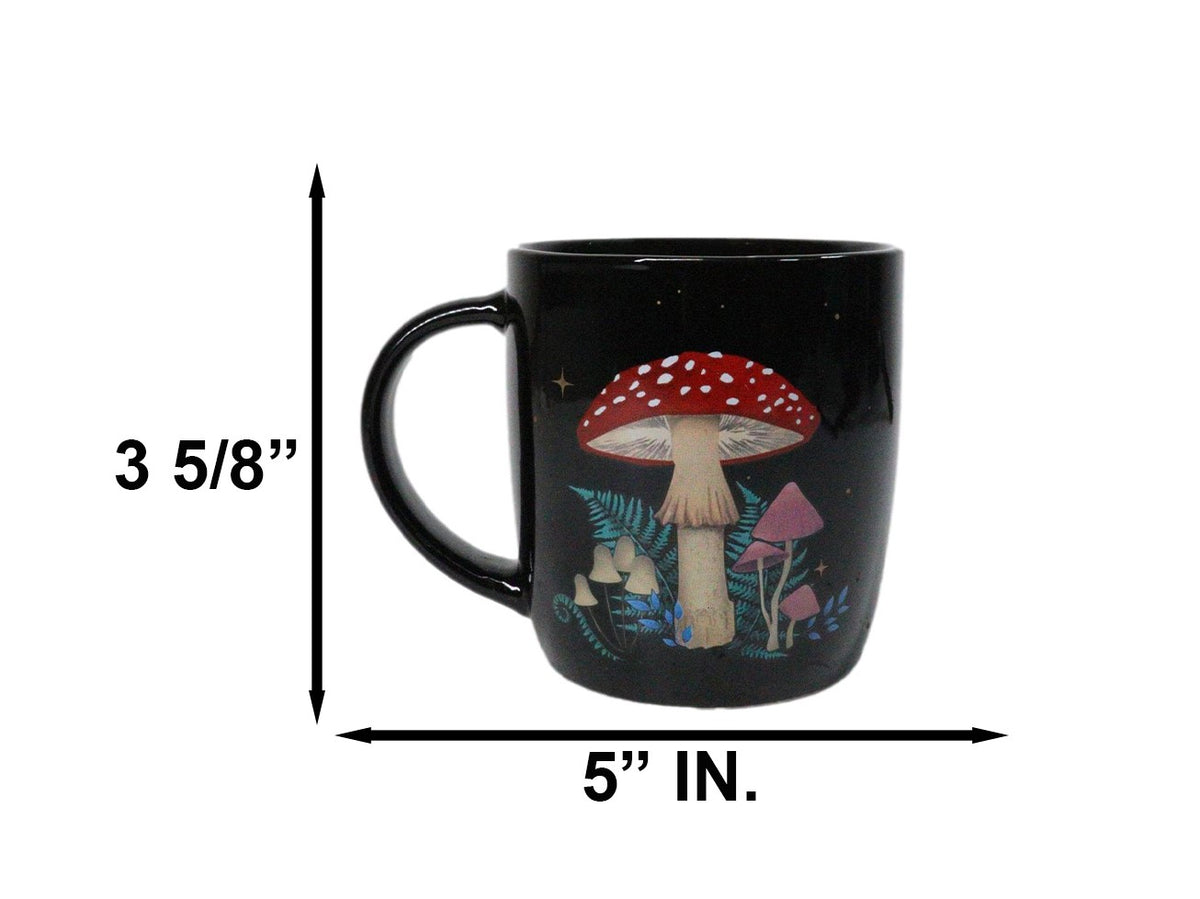 Wiccan Dark Forest Toadstool Mushroom Double Wall Ceramic Coffee Mug 13 Oz