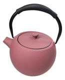 Pastel Pink Minimalistic Tilted Round Cast Iron Teapot 28oz Tea Pot With Handle