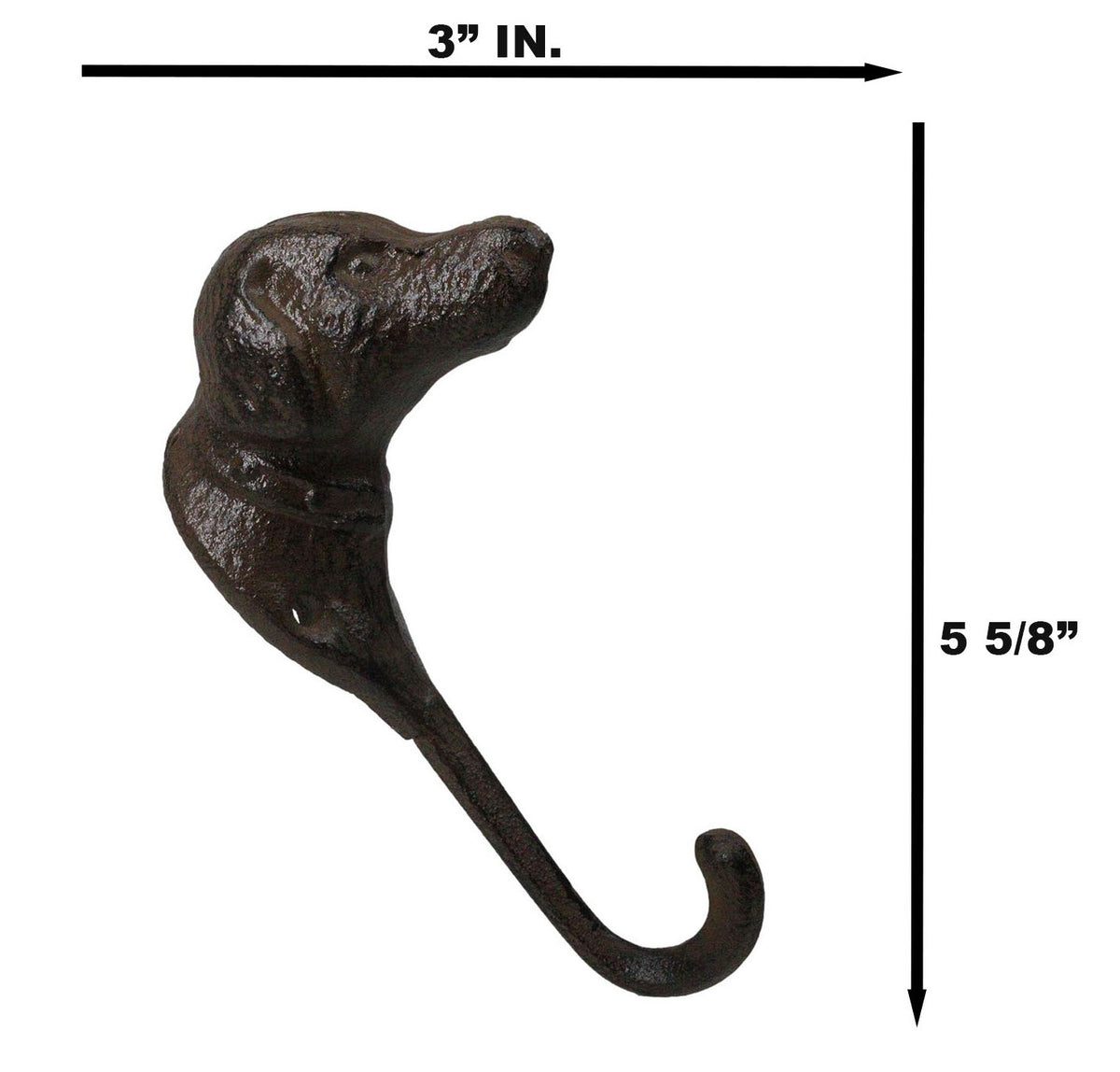 Pack Of 2 Cast Iron Rustic Canine Pet Pal Dog Wall Coat Keys Hook Sculptures