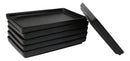 Pack Of 6 Black Kokuyo Ceramic Rectangular Sushi Plate Raised Straight Edge